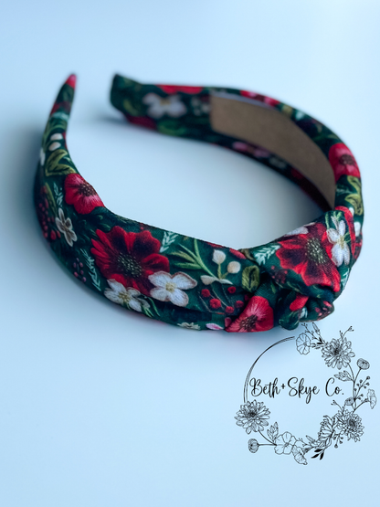 CHRISTMAS PRINT KNOTTED HEADBANDS