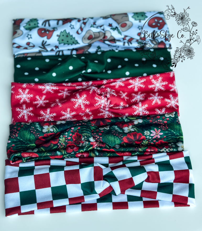 CHRISTMAS PRINT TWISTED HEADWRAP (ADULT)