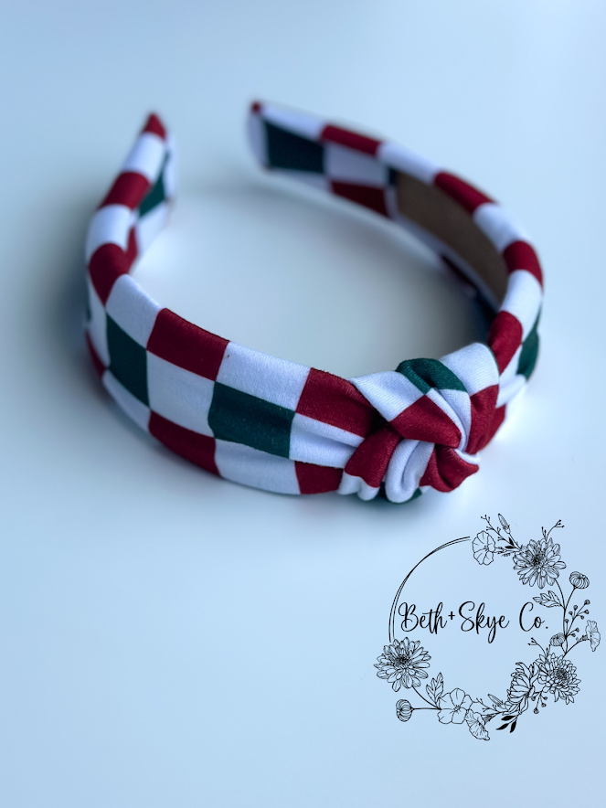 CHRISTMAS PRINT KNOTTED HEADBANDS