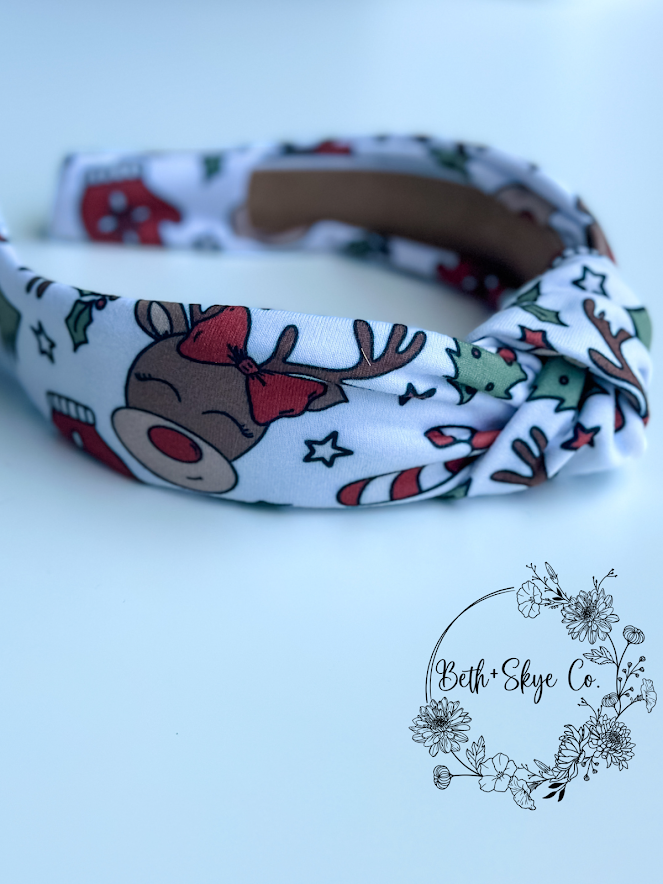 CHRISTMAS PRINT KNOTTED HEADBANDS