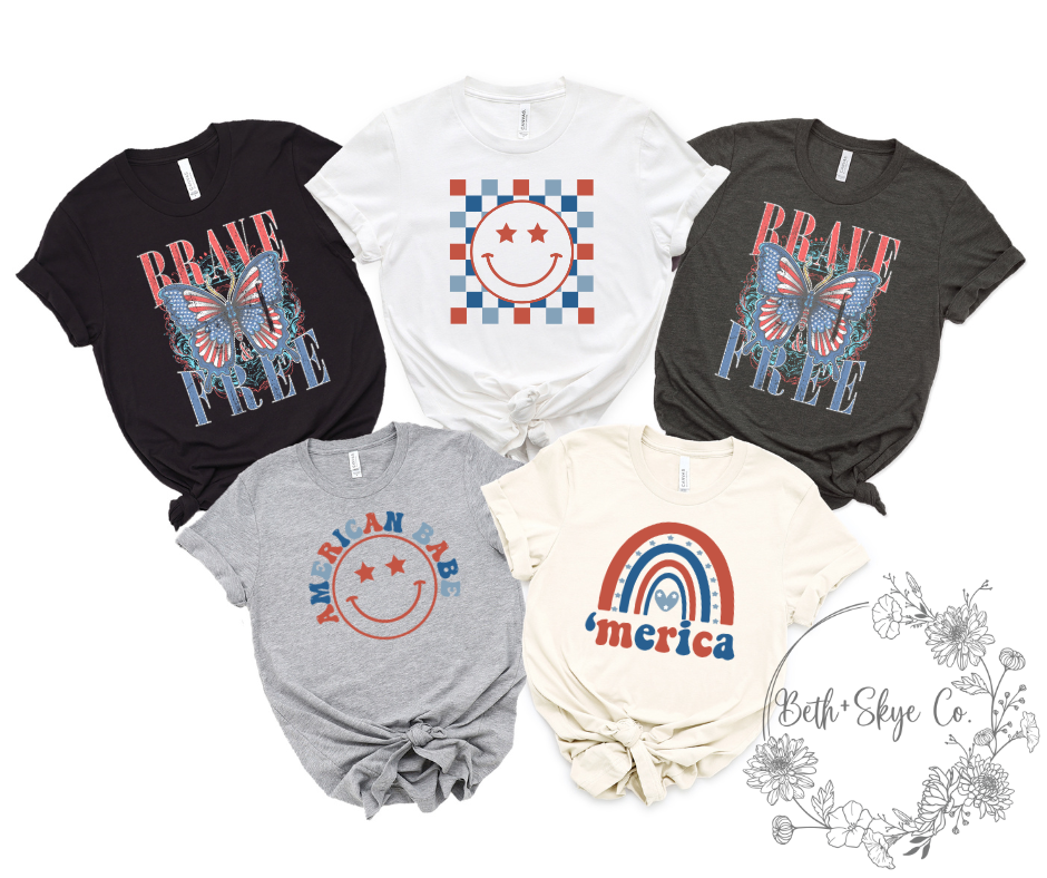 JULY 4TH AMERICA TEES- MULTIPLE DESIGNS