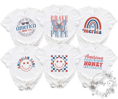 JULY 4TH AMERICA TEES- MULTIPLE DESIGNS