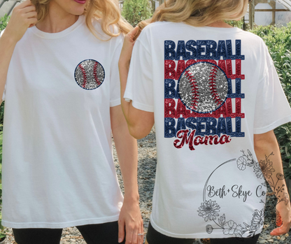 SILVER BASEBALL MAMA- GLITTER INSPIRED