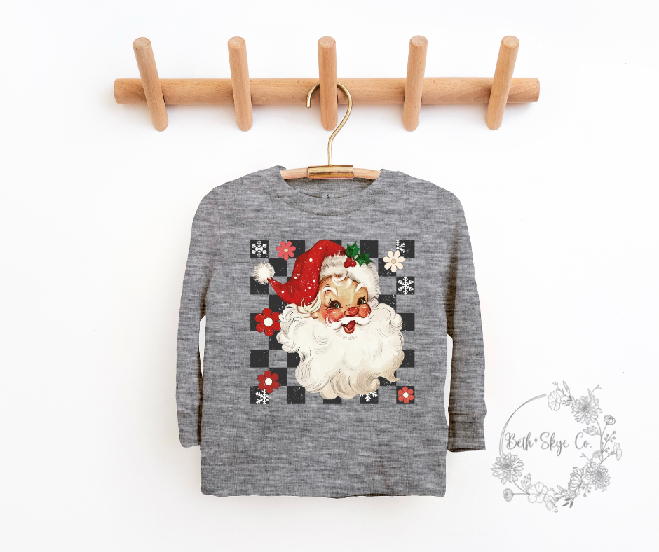 CHECKERED SANTA- TODDLER LONG SLEEVE