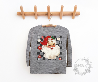 CHECKERED SANTA- TODDLER LONG SLEEVE