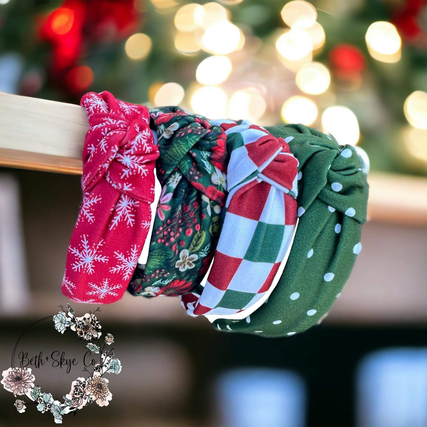 CHRISTMAS PRINT KNOTTED HEADBANDS