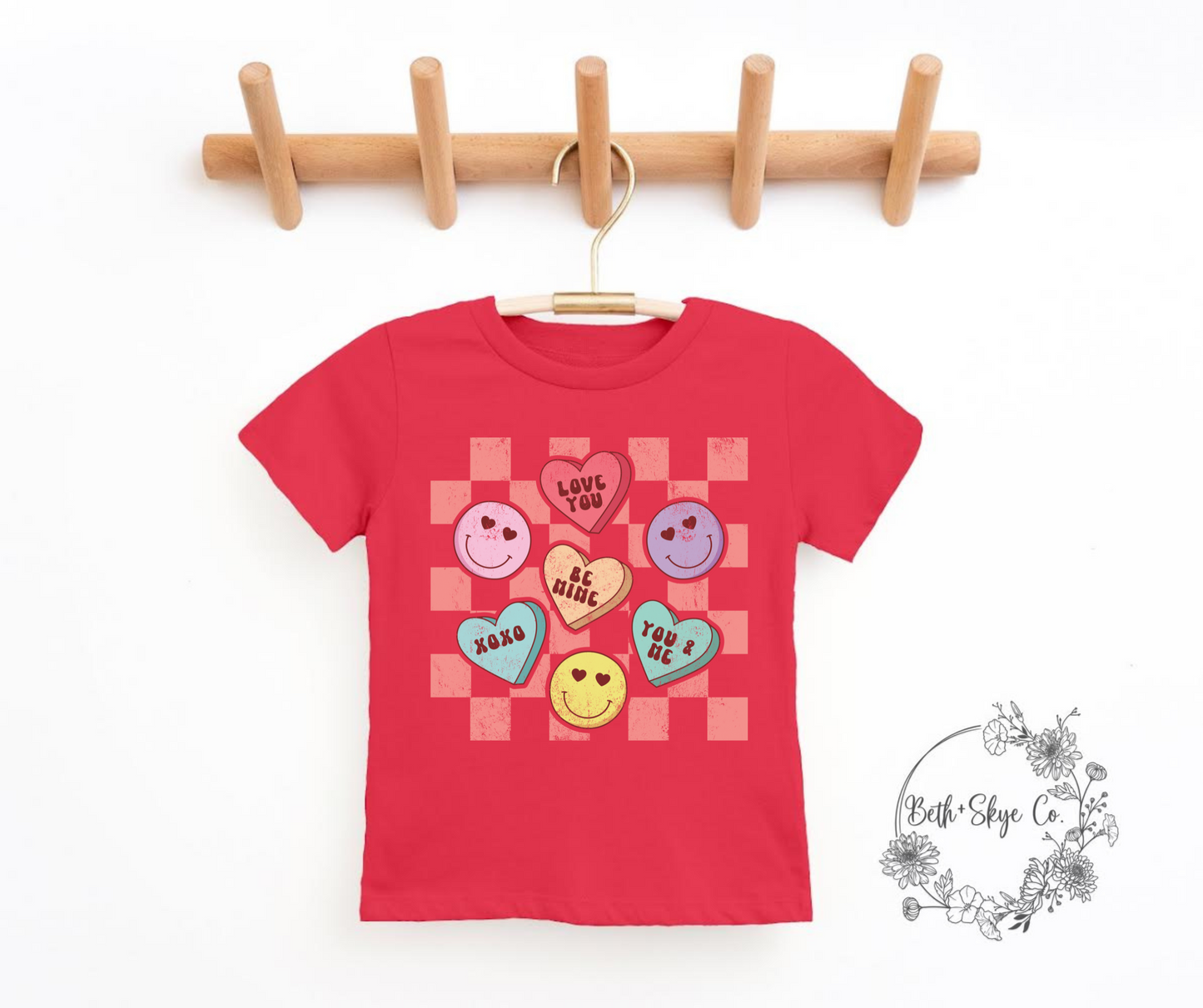 TODDLER CHECKERED CONVO HEARTS TEE