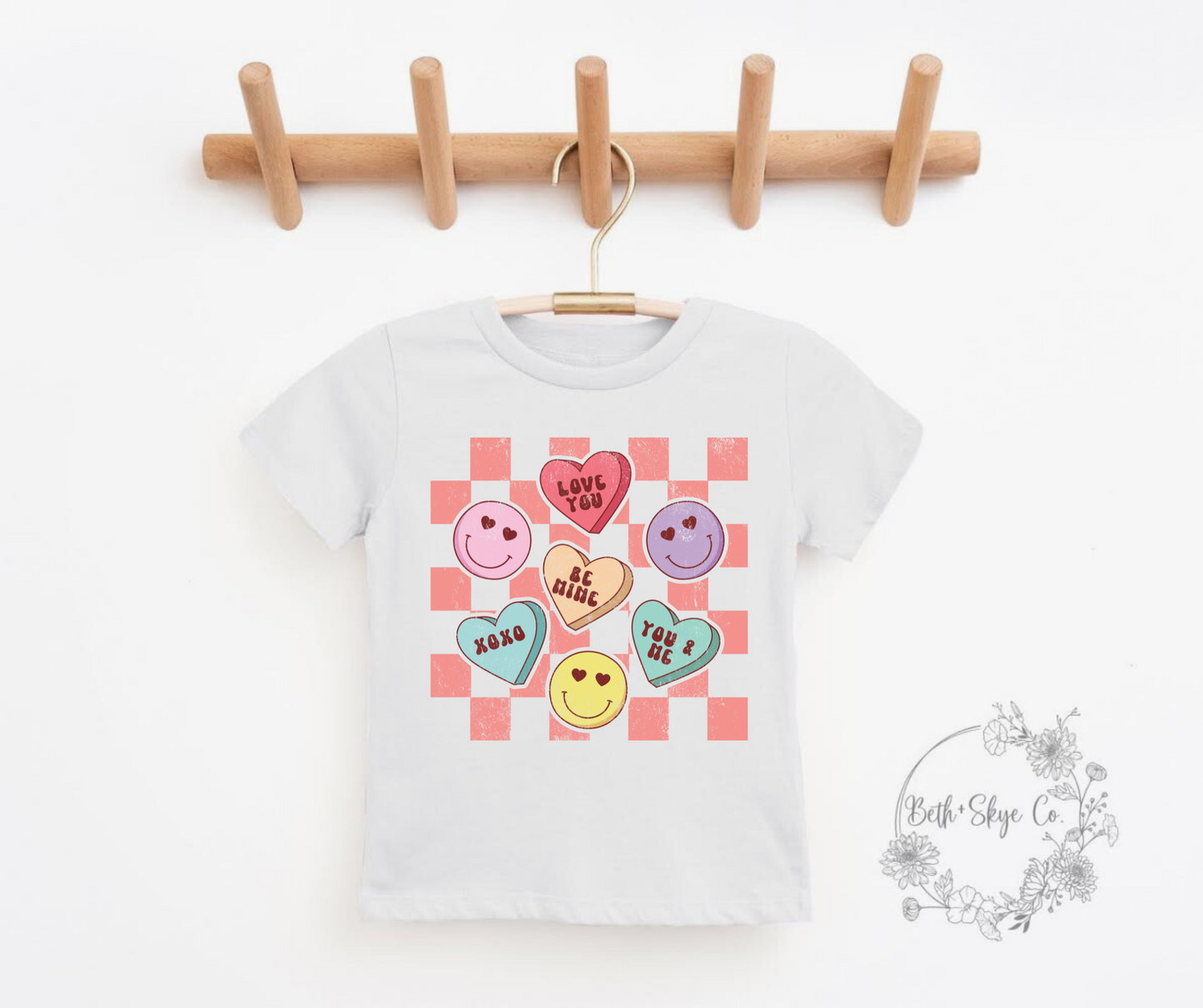 TODDLER CHECKERED CONVO HEARTS TEE