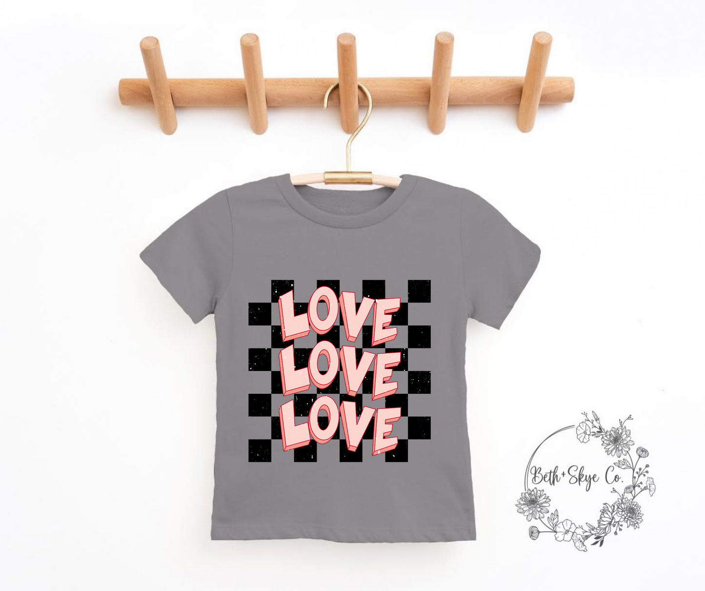 TODDLER CHECKERED LOVE TEE