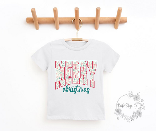 TODDLER MERRY CHRISTMAS (GREEN FONT) TEE