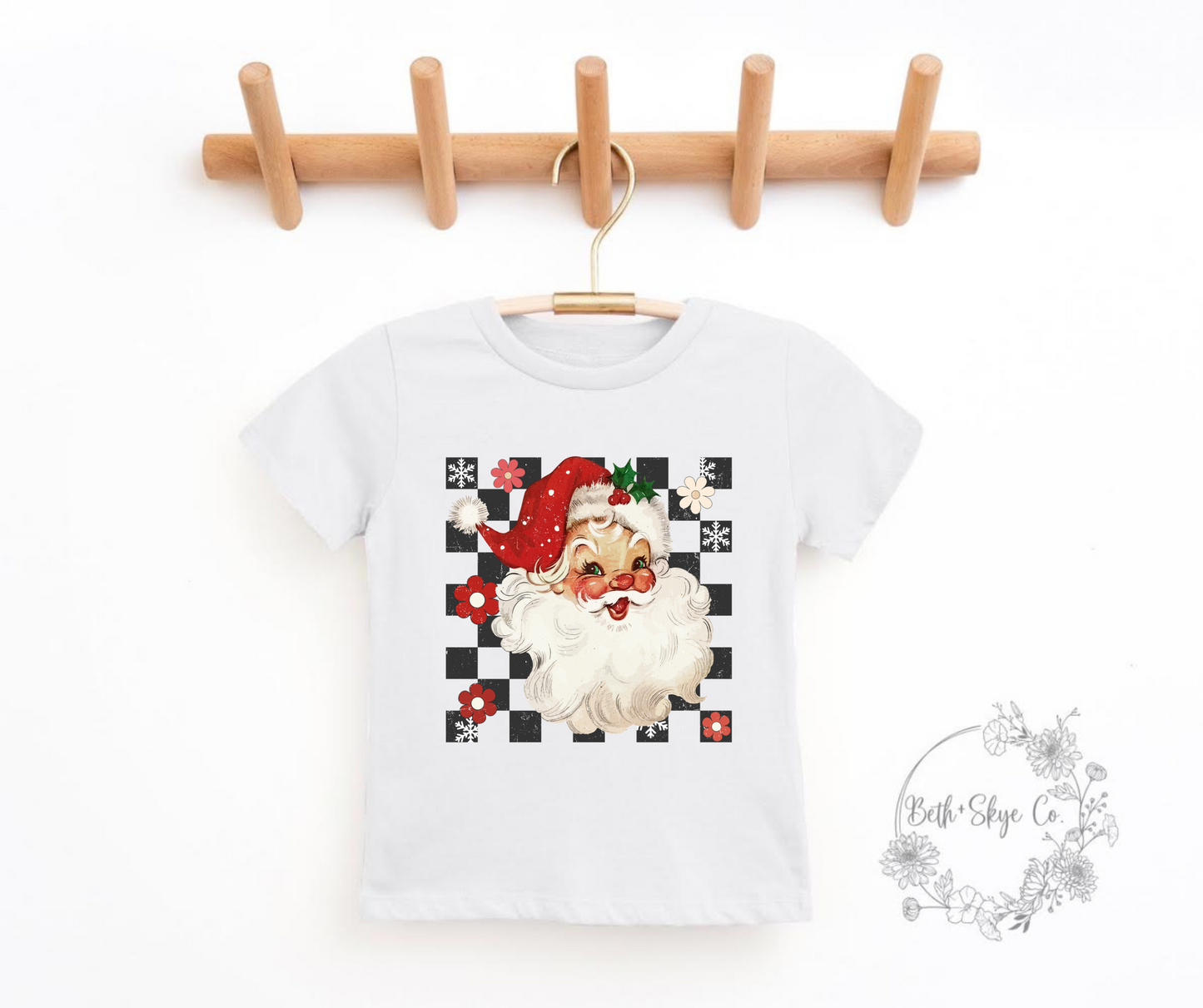 TODDLER CHECKERED SANTA TEE