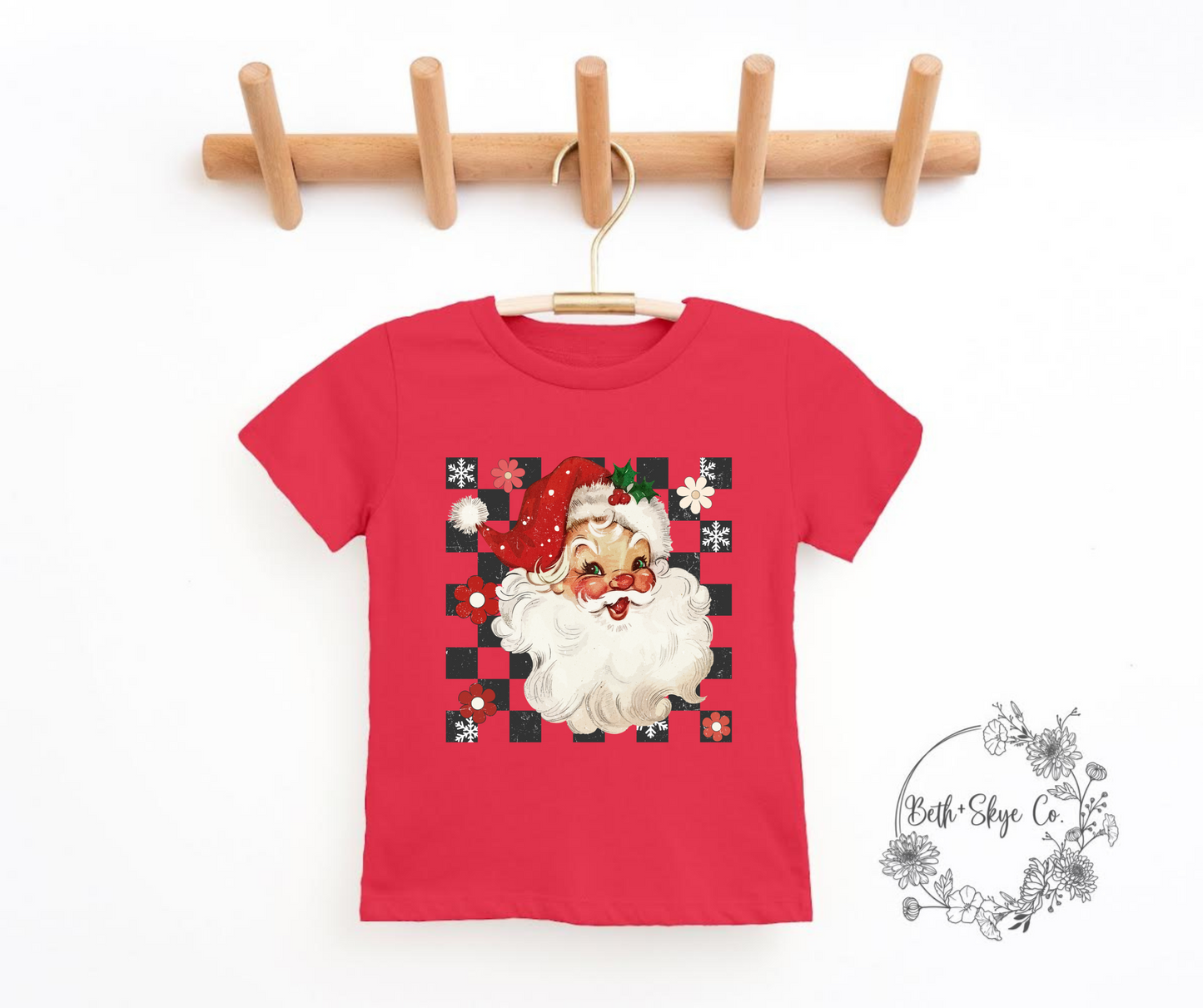 TODDLER CHECKERED SANTA TEE