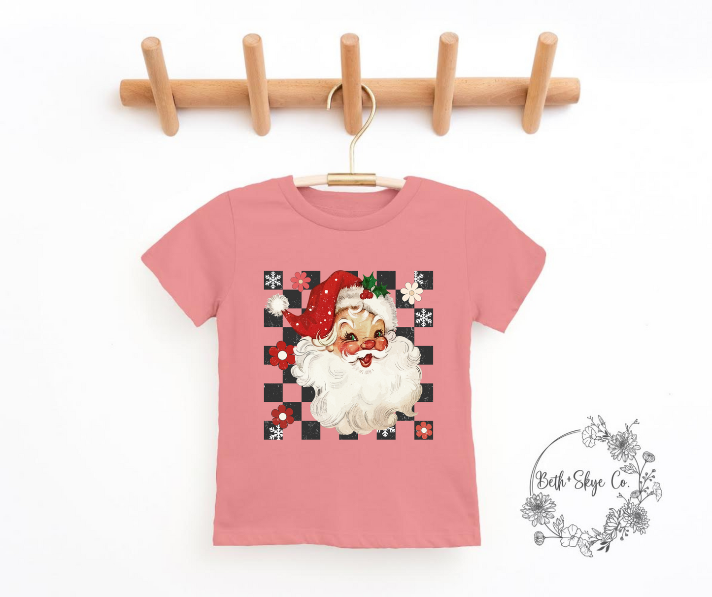 TODDLER CHECKERED SANTA TEE