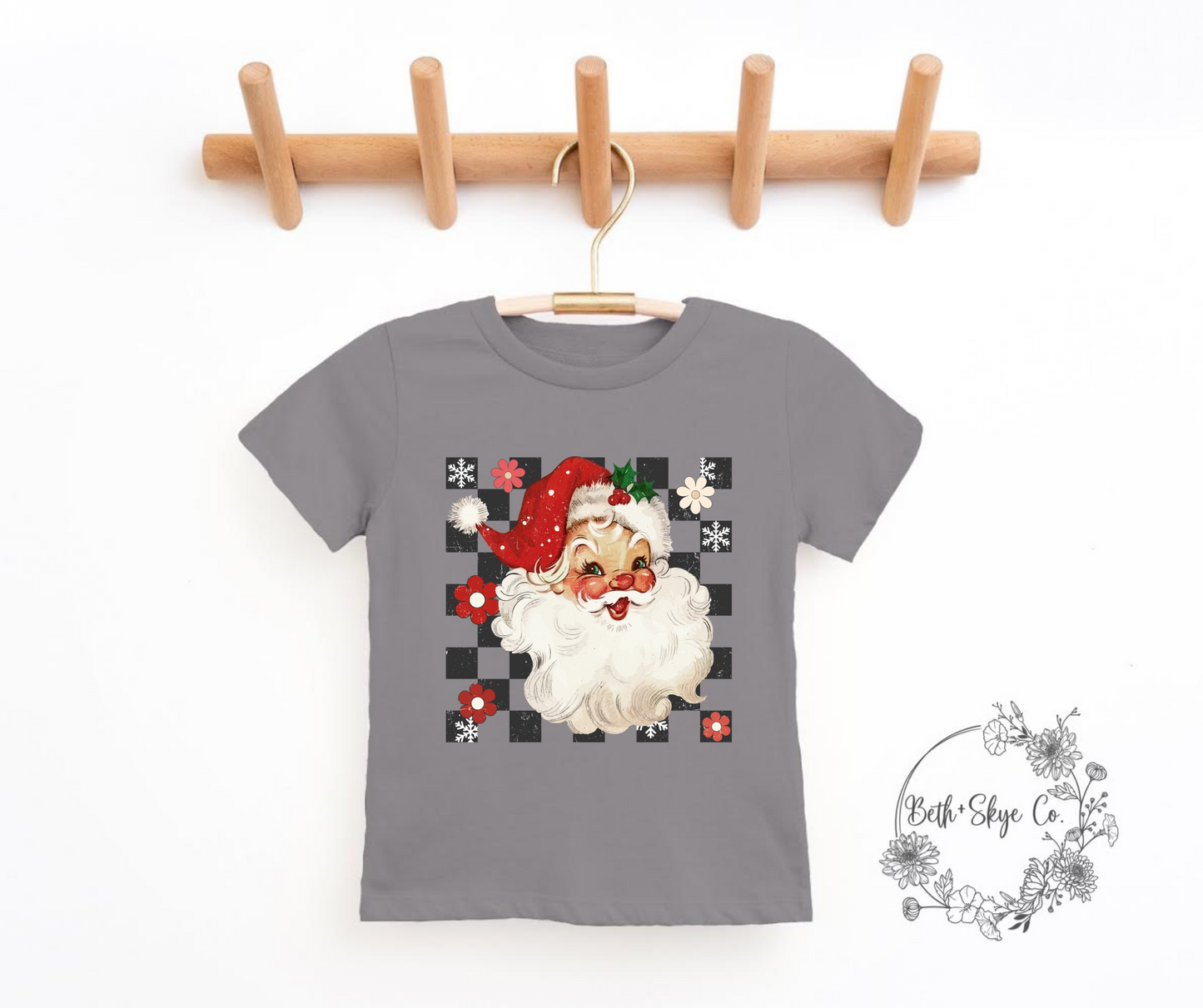 TODDLER CHECKERED SANTA TEE