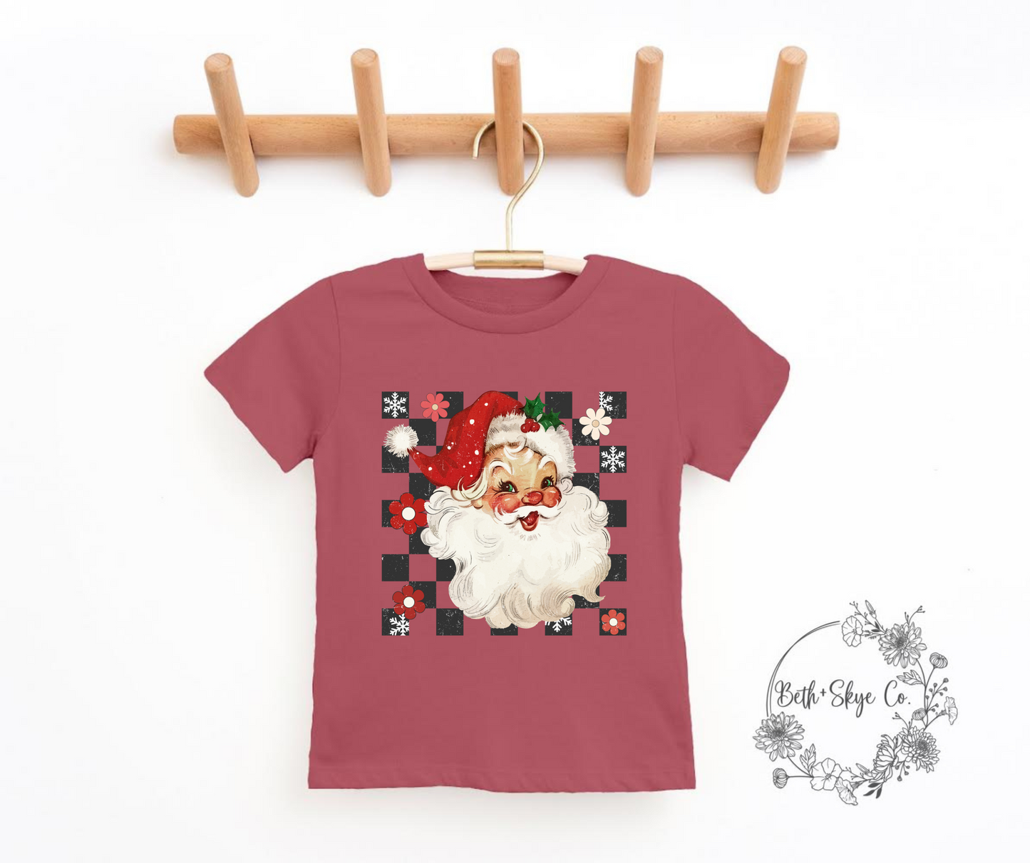 TODDLER CHECKERED SANTA TEE