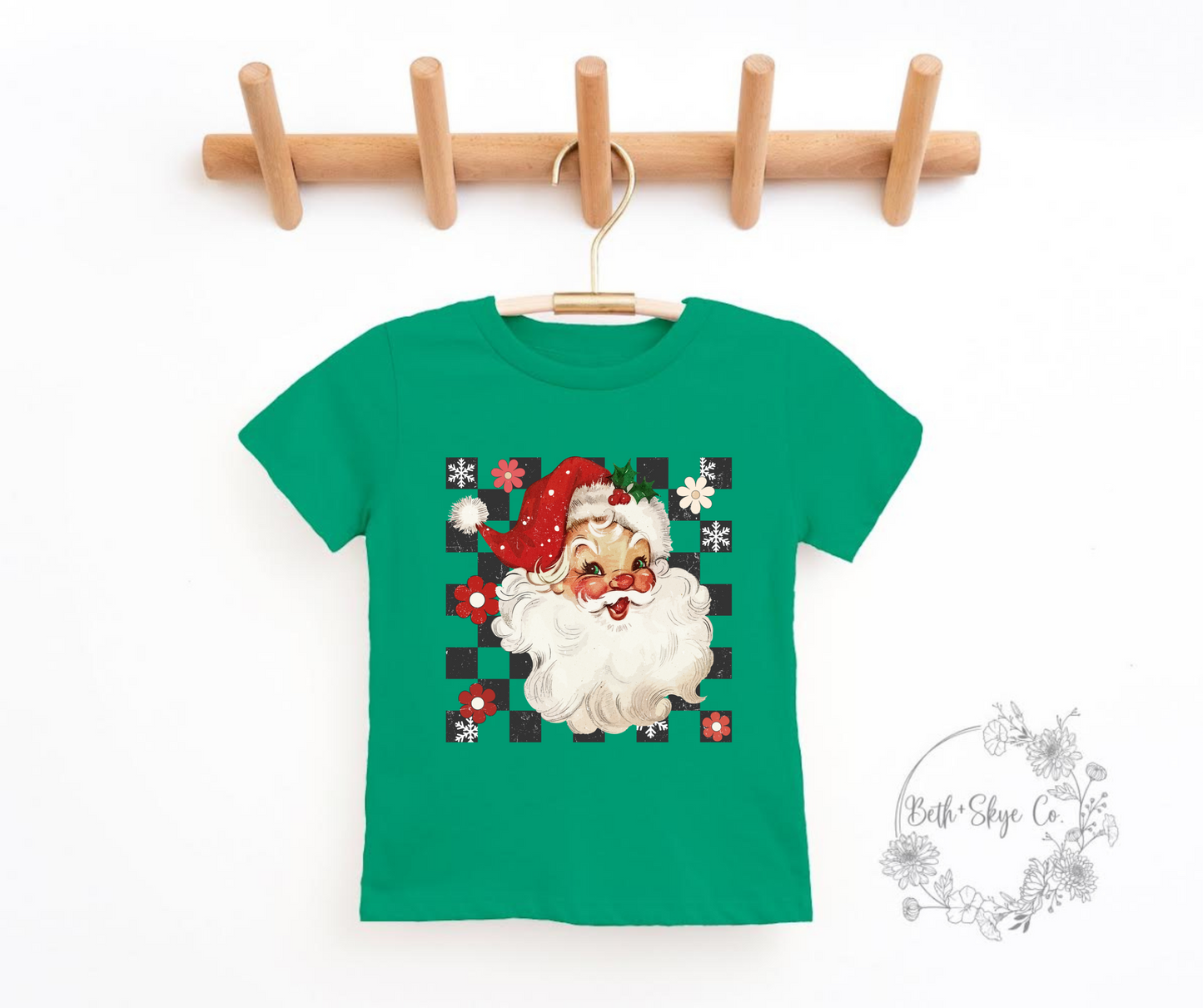 TODDLER CHECKERED SANTA TEE