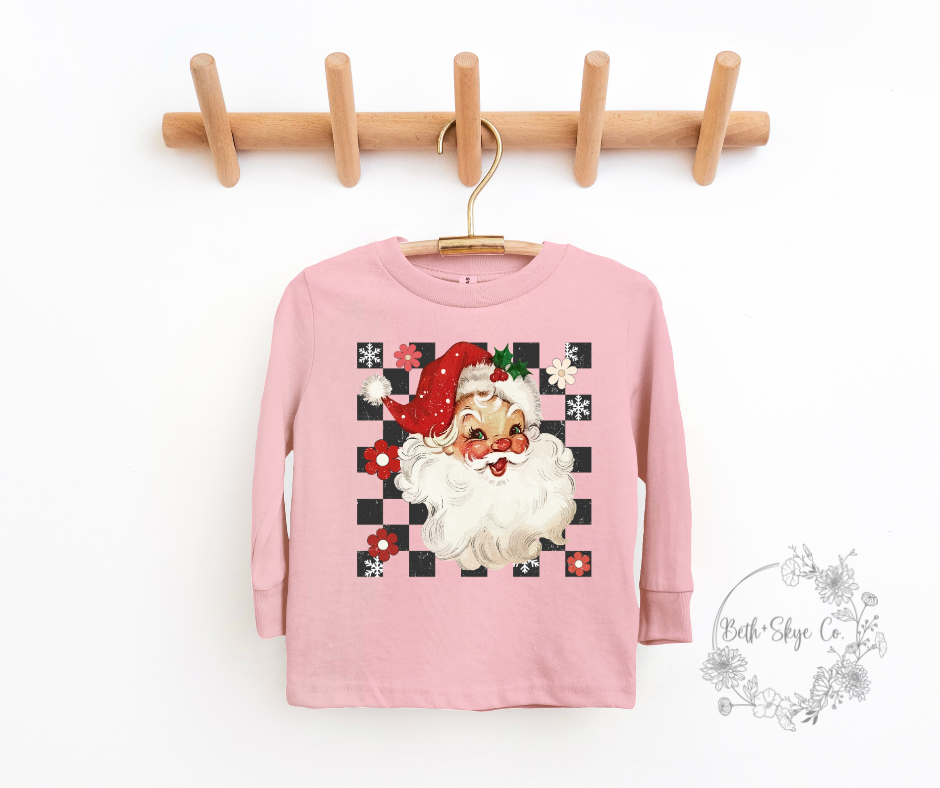 CHECKERED SANTA- TODDLER LONG SLEEVE