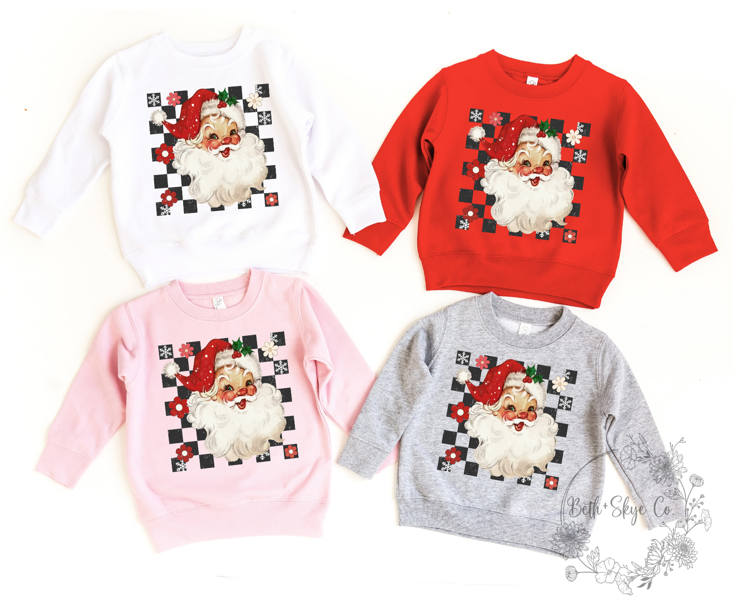 CHECKERED SANTA- TODDLER SWEATSHIRT