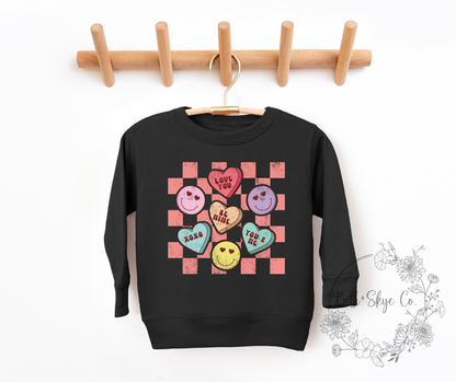 CHECKERED CONVO HEARTS- TODDLER SWEATSHIRT