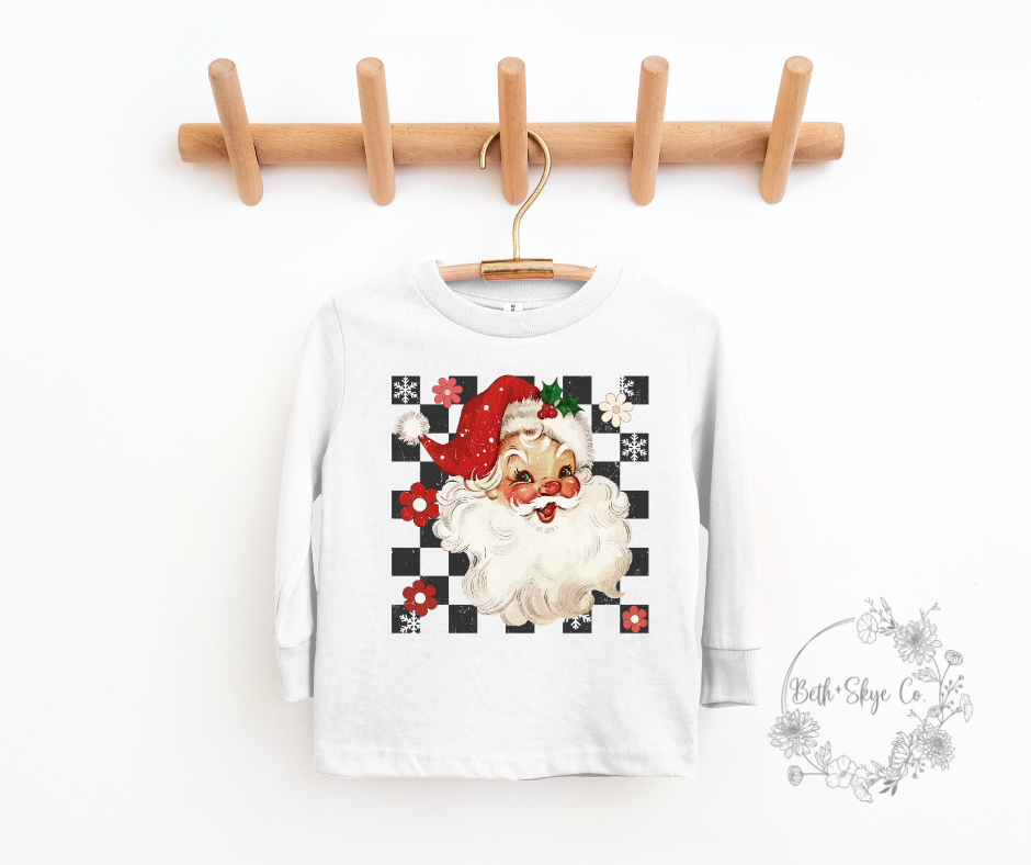 CHECKERED SANTA- TODDLER LONG SLEEVE