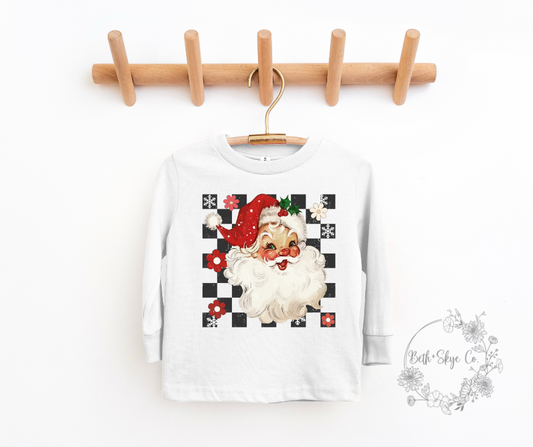 CHECKERED SANTA- TODDLER LONG SLEEVE