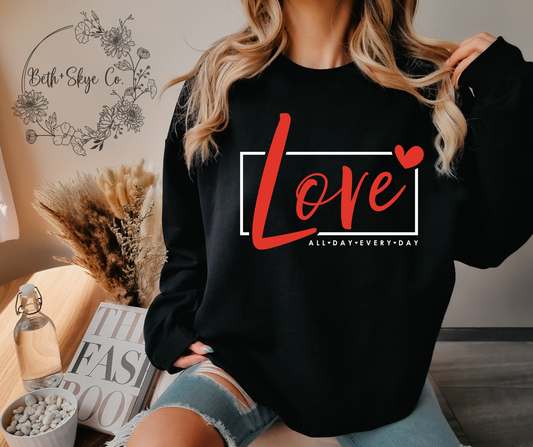 LOVE ALL DAY (RED & WHITE FONT)